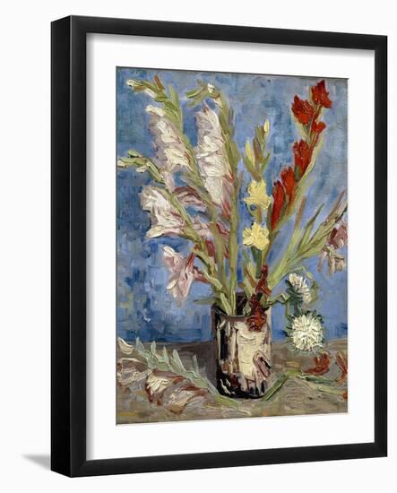 Vase with Gladioli and China Asters, 1886-Vincent van Gogh-Framed Giclee Print