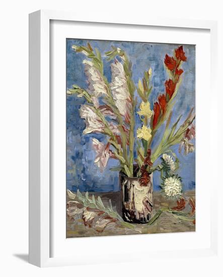 Vase with Gladioli and China Asters, 1886-Vincent van Gogh-Framed Giclee Print