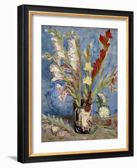 Vase with Gladioli and China Asters, 1886-Vincent van Gogh-Framed Giclee Print