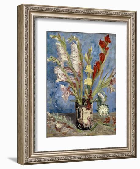 Vase with Gladioli and China Asters, 1886-Vincent van Gogh-Framed Giclee Print