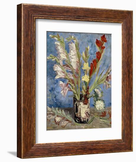 Vase with Gladioli and China Asters, 1886-Vincent van Gogh-Framed Giclee Print