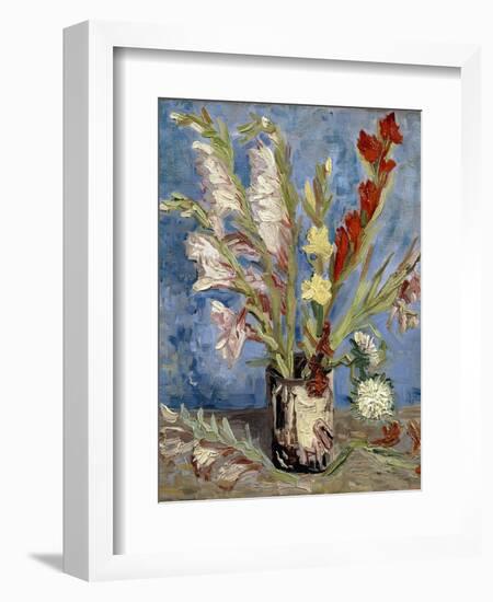 Vase with Gladioli and China Asters, 1886-Vincent van Gogh-Framed Giclee Print