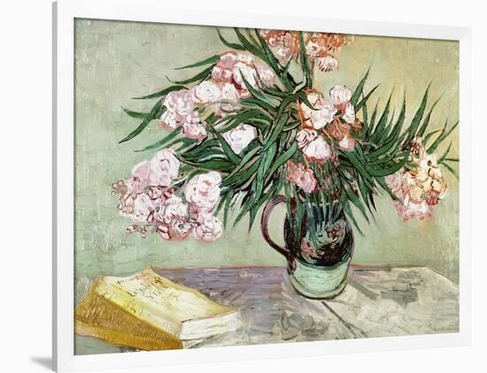 Vase with Oleanders and Books, c.1888-Vincent van Gogh-Framed Premium Giclee Print