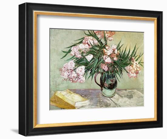Vase with Oleanders and Books, c.1888-Vincent van Gogh-Framed Premium Giclee Print
