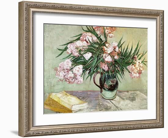 Vase with Oleanders and Books, c.1888-Vincent van Gogh-Framed Giclee Print