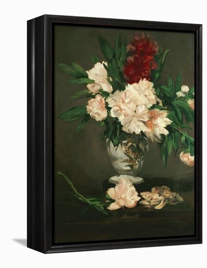 Vase with Peonies on a Pedestal, 1864-Edouard Manet-Framed Premier Image Canvas