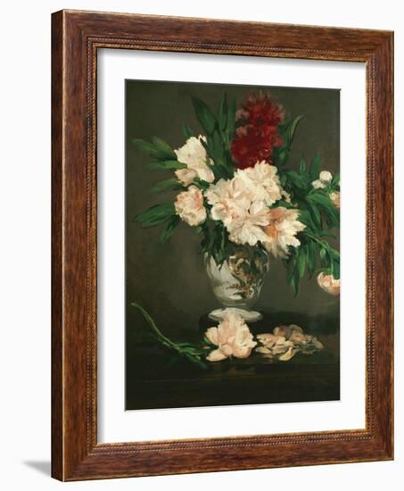 Vase with Peonies on a Pedestal, 1864-Edouard Manet-Framed Giclee Print