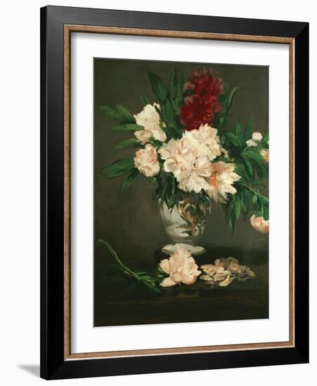 Vase with Peonies on a Pedestal, 1864-Edouard Manet-Framed Giclee Print