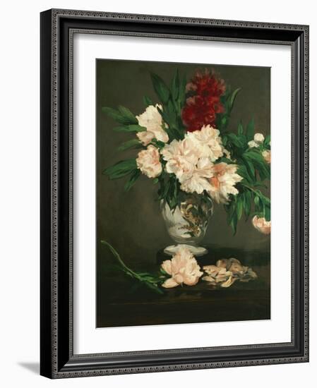 Vase with Peonies on a Pedestal, 1864-Edouard Manet-Framed Giclee Print