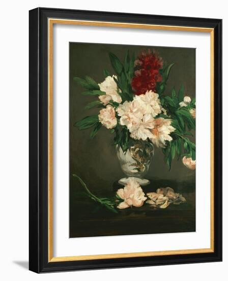 Vase with Peonies on a Pedestal, 1864-Edouard Manet-Framed Giclee Print