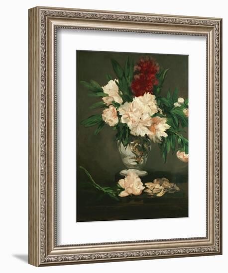 Vase with Peonies on a Pedestal, 1864-Edouard Manet-Framed Giclee Print