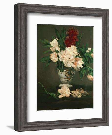 Vase with Peonies on a Pedestal, 1864-Edouard Manet-Framed Giclee Print