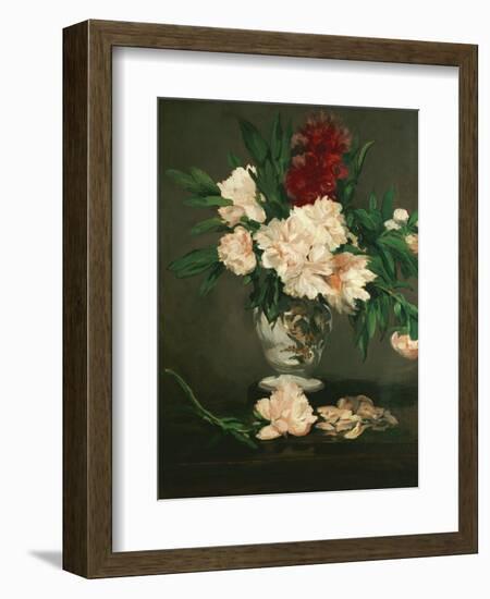 Vase with Peonies on a Pedestal, 1864-Edouard Manet-Framed Giclee Print