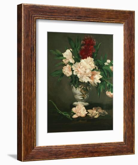 Vase with Peonies on a Pedestal, 1864-Edouard Manet-Framed Giclee Print