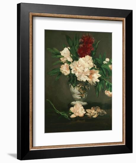 Vase with Peonies on a Pedestal, 1864-Edouard Manet-Framed Giclee Print