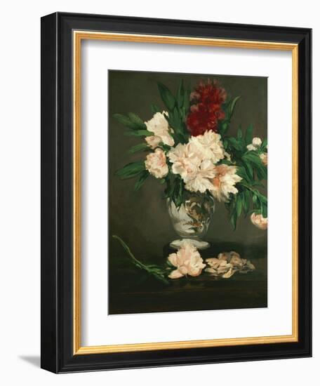 Vase with Peonies on a Pedestal, 1864-Edouard Manet-Framed Giclee Print