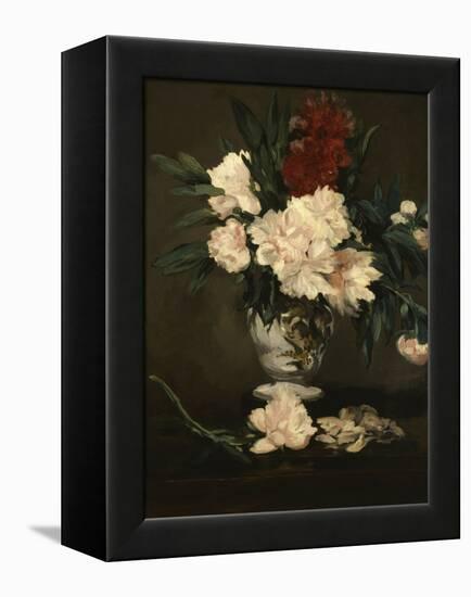 Vase with Peonies on a Pedestal, c.1864-Edouard Manet-Framed Premier Image Canvas