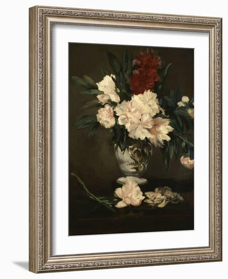 Vase with Peonies on a Pedestal, c.1864-Edouard Manet-Framed Giclee Print