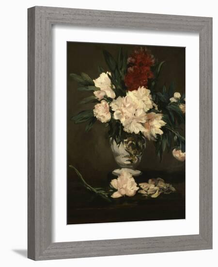 Vase with Peonies on a Pedestal, c.1864-Edouard Manet-Framed Giclee Print