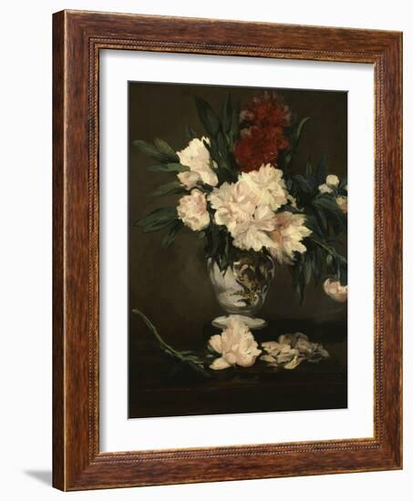 Vase with Peonies on a Pedestal, c.1864-Edouard Manet-Framed Giclee Print