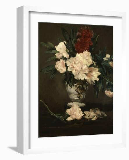 Vase with Peonies on a Pedestal, c.1864-Edouard Manet-Framed Giclee Print