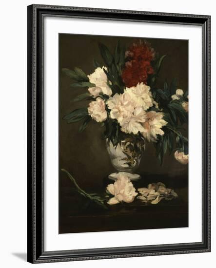 Vase with Peonies on a Pedestal, c.1864-Edouard Manet-Framed Giclee Print