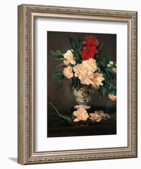 Vase with Peonies on a Pedestal-Edouard Manet-Framed Art Print