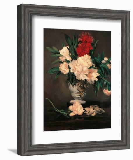 Vase with Peonies on a Pedestal-Edouard Manet-Framed Art Print