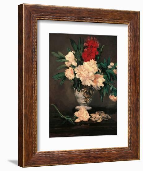 Vase with Peonies on a Pedestal-Edouard Manet-Framed Art Print