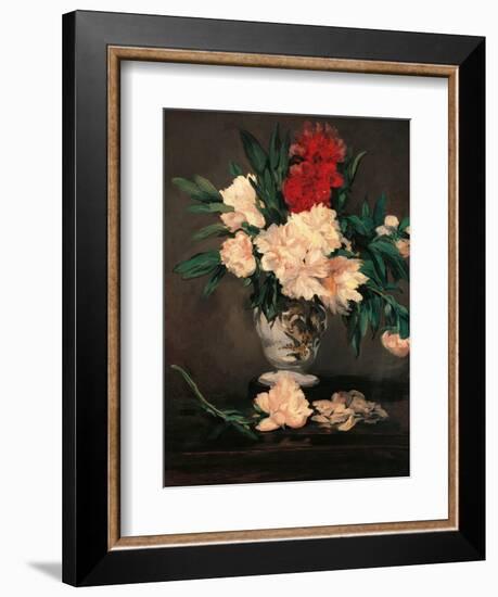 Vase with Peonies on a Pedestal-Edouard Manet-Framed Art Print