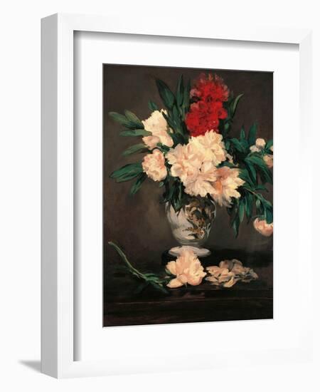 Vase with Peonies on a Pedestal-Edouard Manet-Framed Art Print