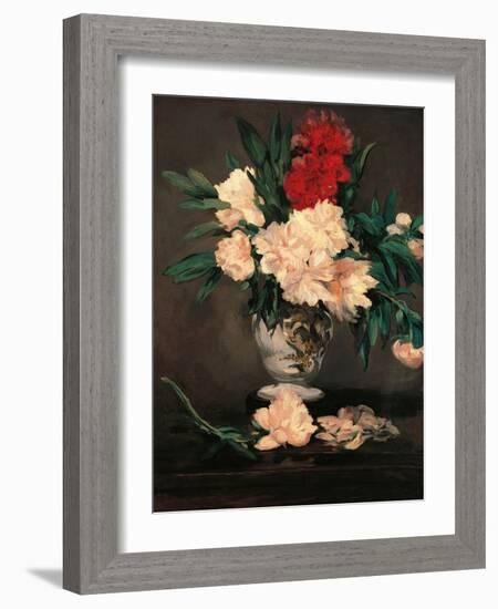 Vase with Peonies on a Pedestal-Edouard Manet-Framed Art Print