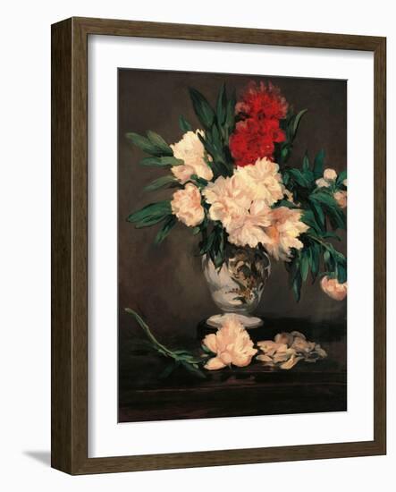 Vase with Peonies on a Pedestal-Edouard Manet-Framed Art Print