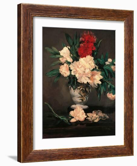 Vase with Peonies on a Pedestal-Edouard Manet-Framed Art Print