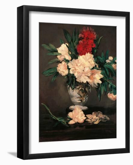 Vase with Peonies on a Pedestal-Edouard Manet-Framed Art Print