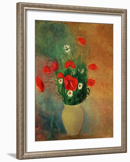 Vase with Red Poppies-Odilon Redon-Framed Giclee Print