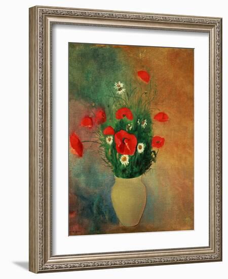 Vase with Red Poppies-Odilon Redon-Framed Giclee Print