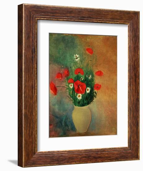 Vase with Red Poppies-Odilon Redon-Framed Giclee Print