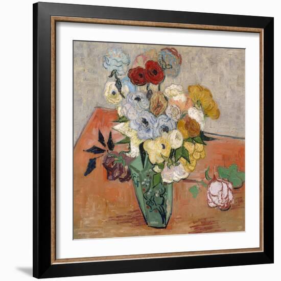 Vase with Roses and Anemones, 1890-Vincent van Gogh-Framed Premium Giclee Print