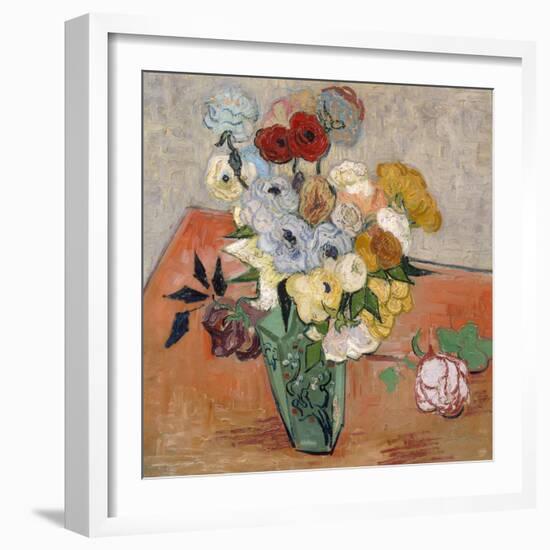 Vase with Roses and Anemones, 1890-Vincent van Gogh-Framed Premium Giclee Print