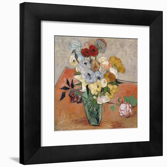 Vase with Roses and Anemones, 1890-Vincent van Gogh-Framed Giclee Print