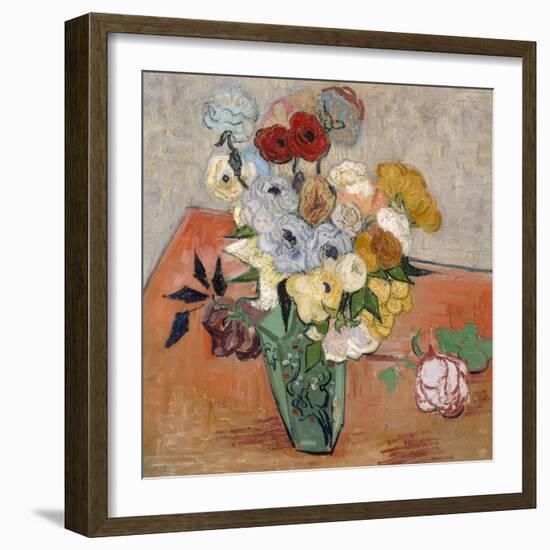 Vase with Roses and Anemones, 1890-Vincent van Gogh-Framed Giclee Print