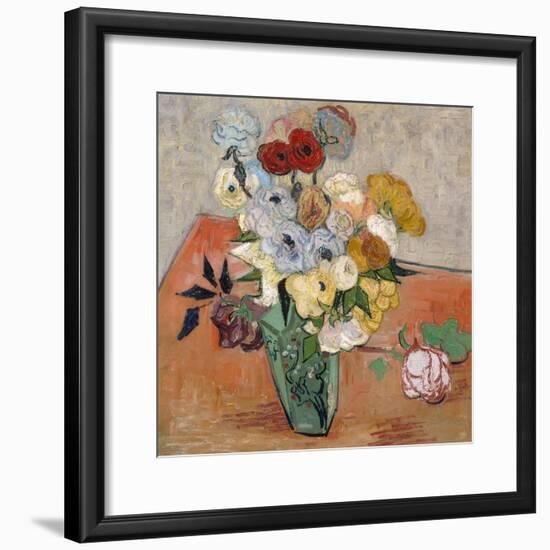 Vase with Roses and Anemones, 1890-Vincent van Gogh-Framed Giclee Print