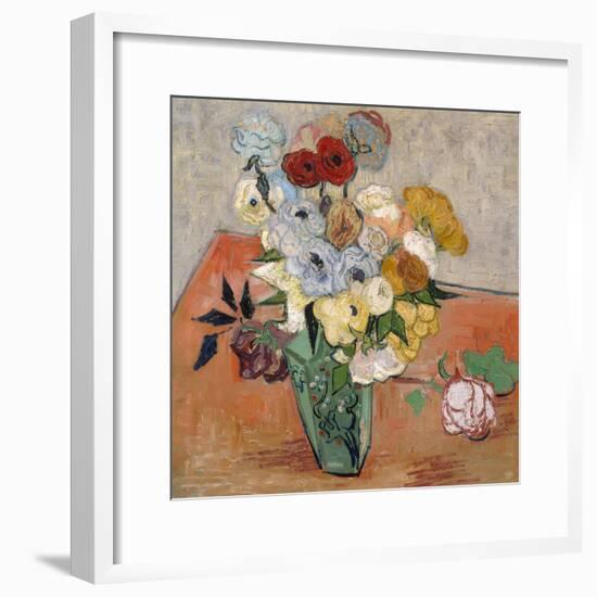 Vase with Roses and Anemones, 1890-Vincent van Gogh-Framed Giclee Print