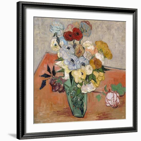 Vase with Roses and Anemones, 1890-Vincent van Gogh-Framed Giclee Print