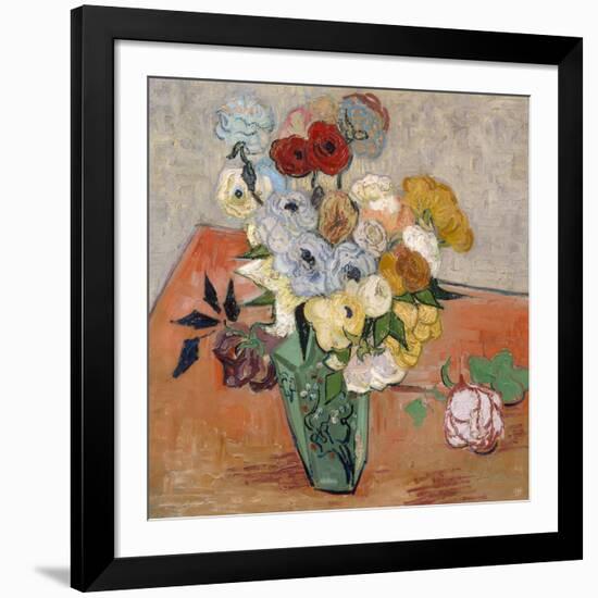 Vase with Roses and Anemones, 1890-Vincent van Gogh-Framed Giclee Print