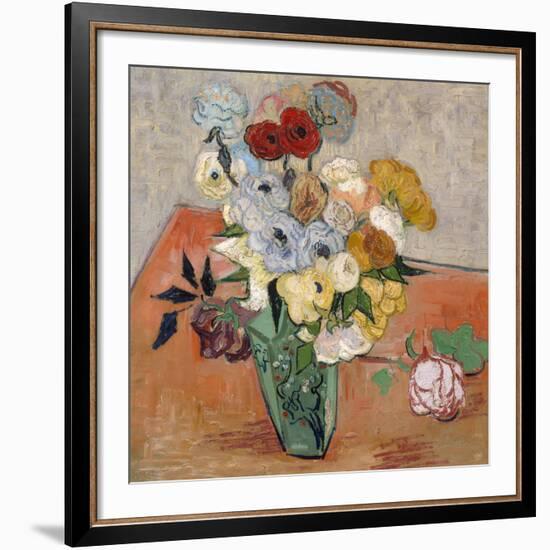 Vase with Roses and Anemones, 1890-Vincent van Gogh-Framed Giclee Print