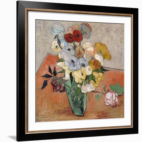 Vase with Roses and Anemones, 1890-Vincent van Gogh-Framed Giclee Print