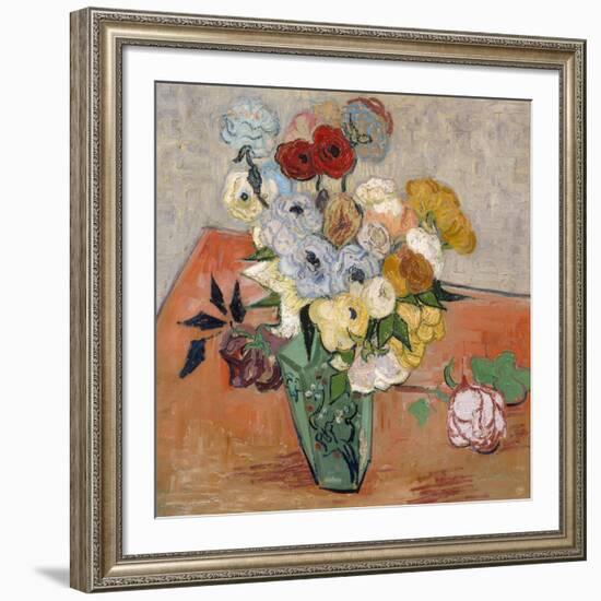 Vase with Roses and Anemones, 1890-Vincent van Gogh-Framed Giclee Print