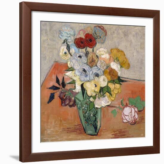 Vase with Roses and Anemones, 1890-Vincent van Gogh-Framed Giclee Print